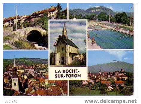 LA ROCHE SUR FORON -  N° 9001 -  Vues   -  La Vieille Ville - La Piscine  -  La Bénite Fontaine (au Centre) - La Roche-sur-Foron