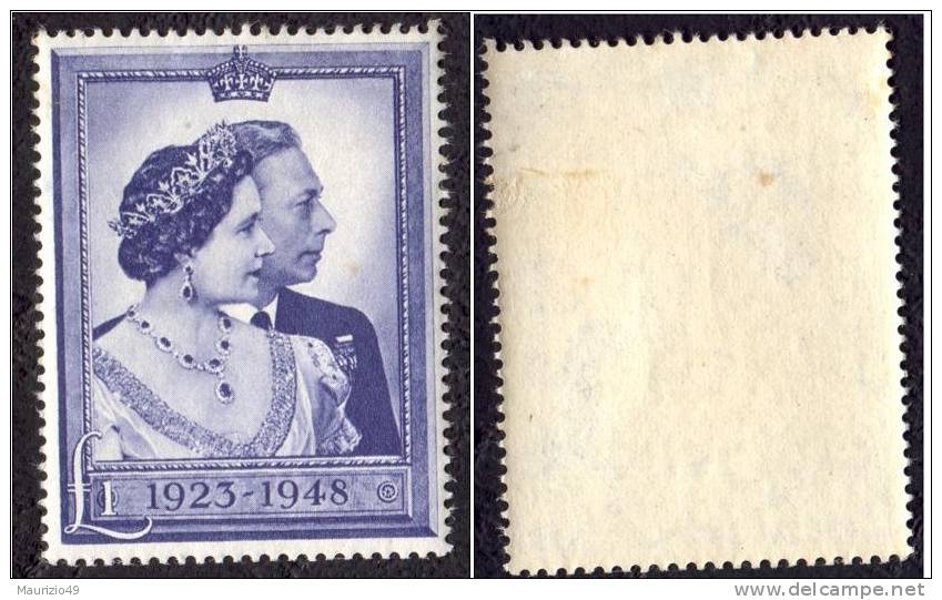 GREAT BRITAIN 1948 26 Apr - King George VI And Queen Elizabeth £1 Dp Chalky Blue MNH Catalogue Scott Nr 268 - Neufs