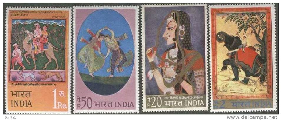 S. G. 681-684, India, Elephant, Camel, Folk Dance, Bride, Miniature Paintings, MNH 1973, S. G. 681-684, India - Neufs