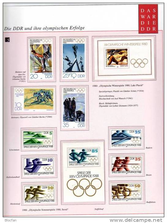 Olympische Erfolge Dokumentation DDR Mit 8 Sammelblättern Und 24 Ausgaben ** 73€ - Sammlungen (im Alben)