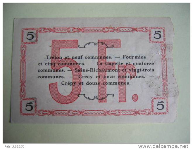 NORD AISNE OISE 5F 1917 SPL - Notgeld