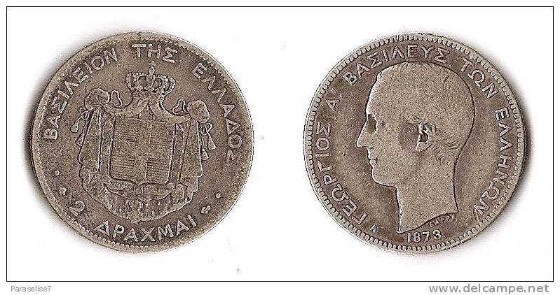 GRECE  2  DRAKHMAI  1873   ARGENT - Grèce