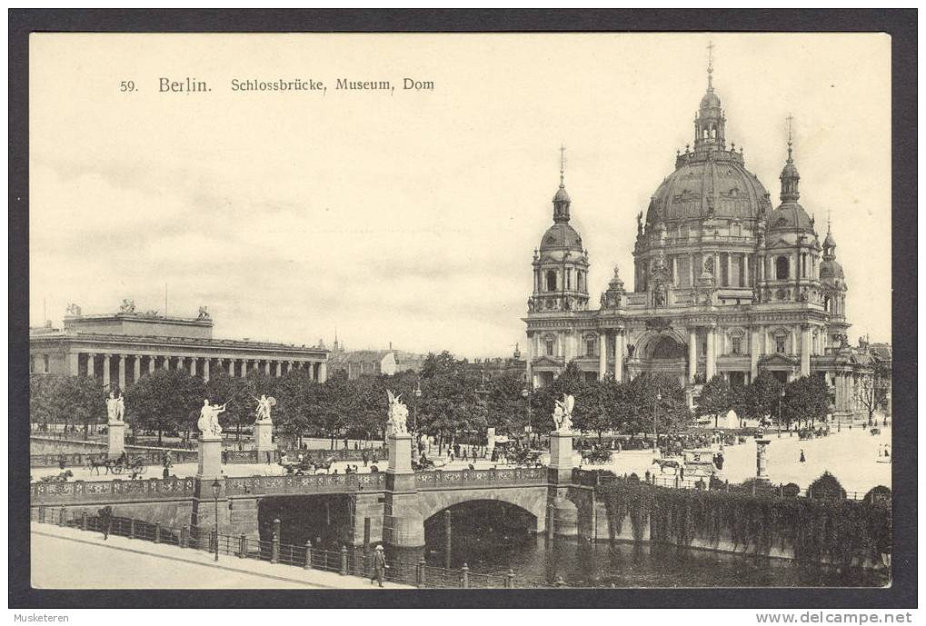 Germany Berlin Shlossbrücke Museum Dom Castle Bridge Cathedrale Alte Postkarte Old Card Mint - Autres & Non Classés