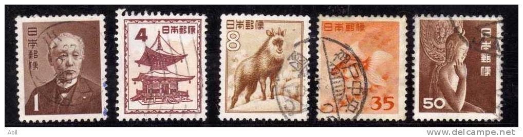 Japon 1952 N°Y.T. :   506 à 509 Et 511 Obl. - Used Stamps