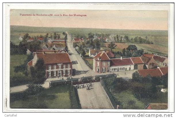 MAASMECHELEN-VERS LA RUE DES MONTAGNES--STOOMTRAM- TRAM A VAPEUR !-INGEKLEURDE KAART- ZIE 2 SCANS - ZELDZAAM ! - Maasmechelen