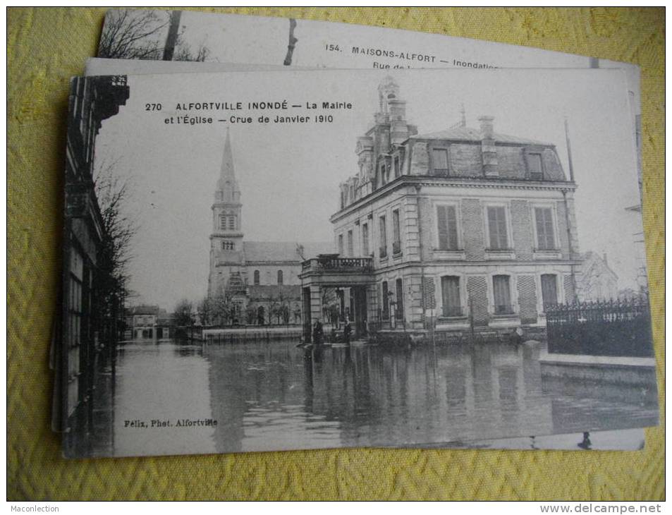 Alfortville  Innondé Janvier 1910 Mairie Et Eglise - Alfortville