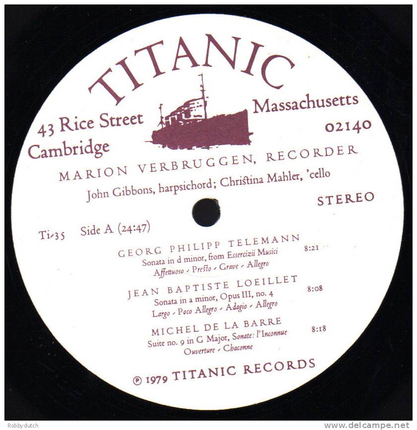 * LP *  18th CENTURY RECORDER SONATAS (USA 1979 On Titanic Records Ex-!!!) - Klassiekers