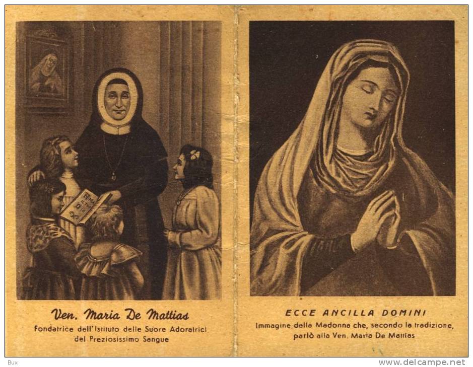 RELIGIONE  CALENDARIETTO SANTA   MARIA DE MATTIAS   ANNO 1943 CONDIZIONI COME DA FOTO ITALY ITALIE CALENDAR  CART 5 - Tamaño Pequeño : 1941-60