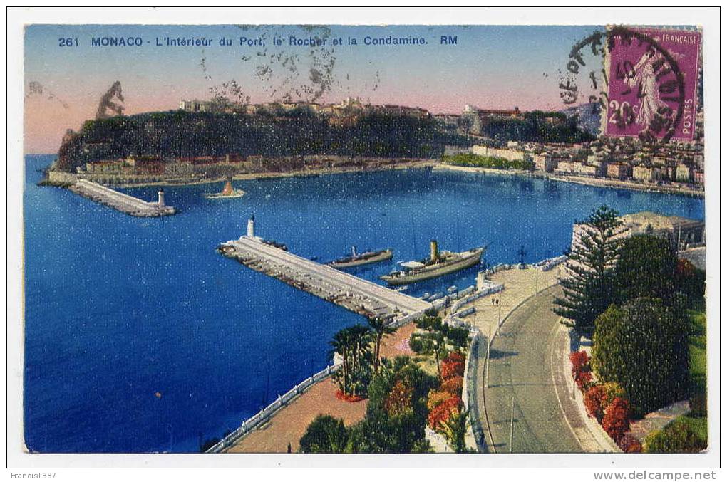 Ref 145  - MONACO - L´intérieur Du Port, Le Rocher Et La Condamine (1933) - Harbor