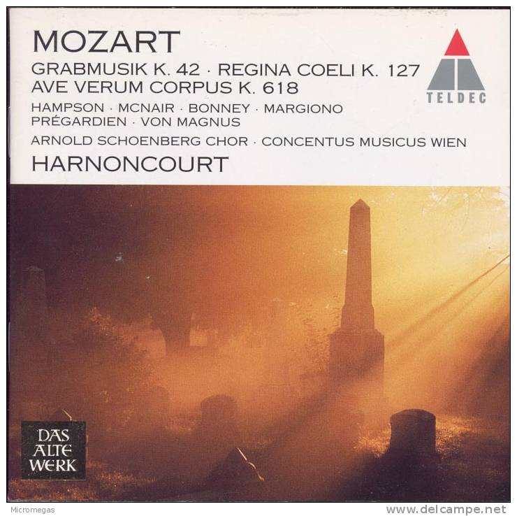 Mozart : Grabmisik, Regina Coeli, Ave Verum Corpus, Harnoncourt - Klassik