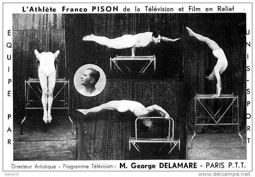 Gymnastique FRANCOIS PISON De La Télévision Et Film En Relief  Paris PTT. Magasin Unis Sports Rue De Maubeuge Paris - Gymnastiek