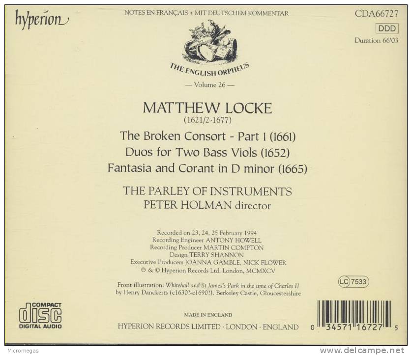 Locke : The Broken Consort, The Parley Of Instruments - Klassik