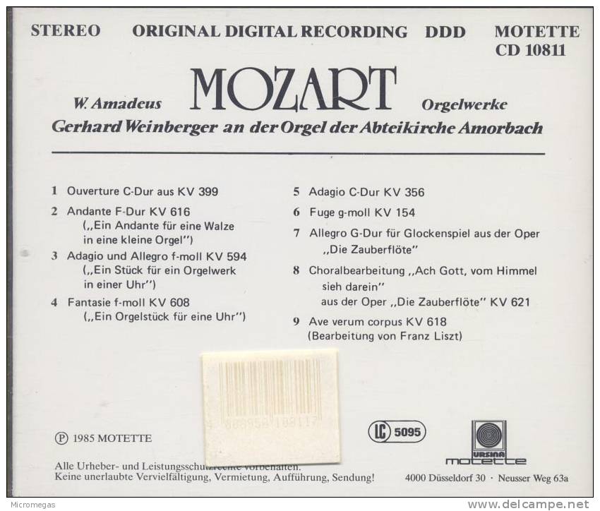 Mozart : Oeuvres Pour Orgue, Weinberger - Classical