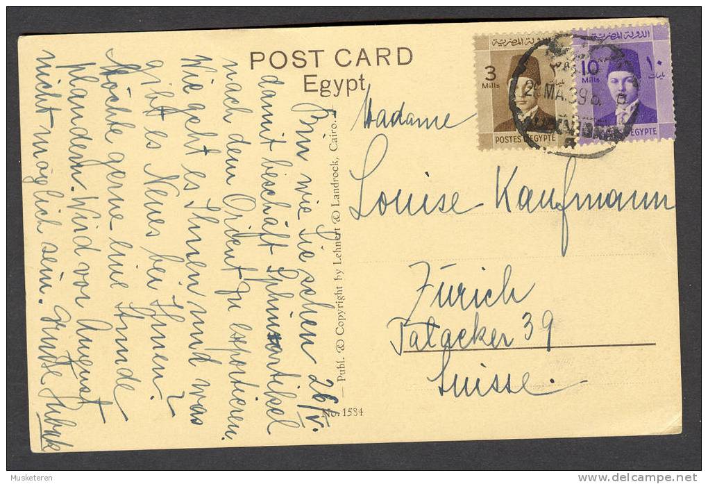 Egypt A Lookout Into The Desert Alexandria Cancel 1939 King Faruk Stamps - Alexandrië