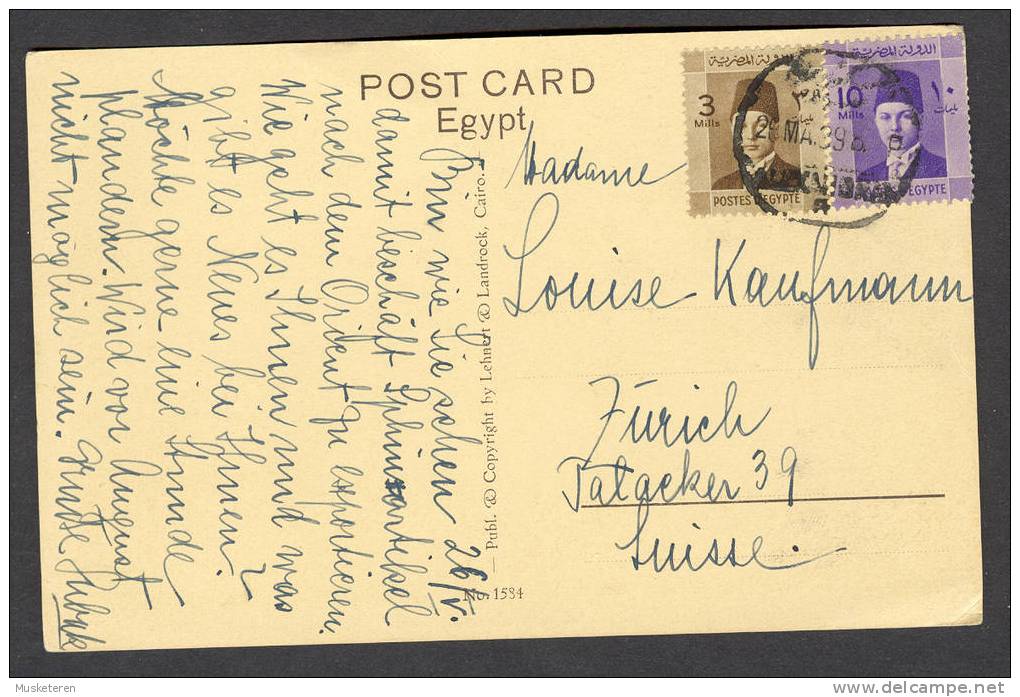 Egypt A Lookout Into The Desert Alexandria Cancel 1939 King Faruk Stamps - Alexandria