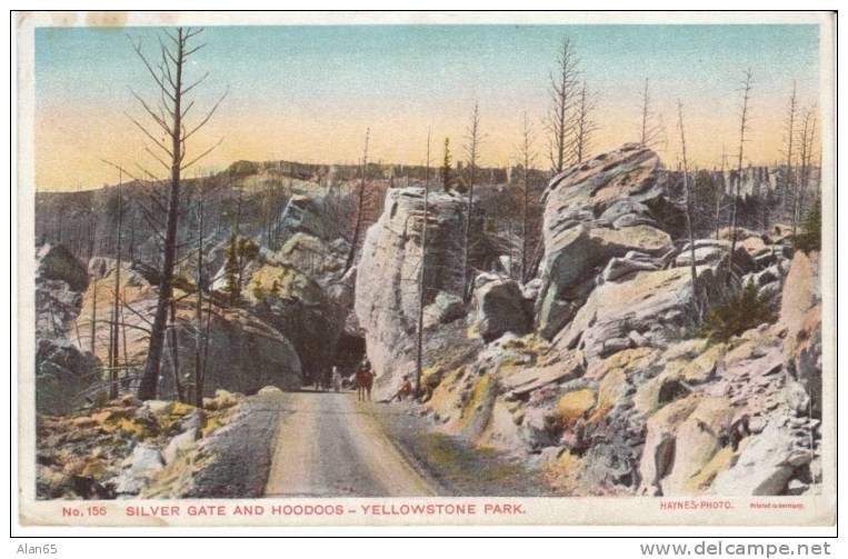 Silver Gate And Hoodoos Yellowstone Park, Haynes-Photo Publisher #155, RPO Cancel Railroad Postmark C1910 Postcard - USA National Parks