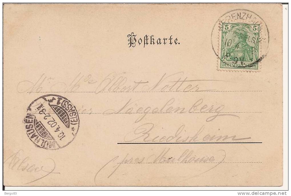 HAUT-RHIN,FERRETTE,Gruss Aus Pfirt,Werenzhausen,German Ia,10/4/1902 Pour Riedisheim Naegelenberg - Ferrette