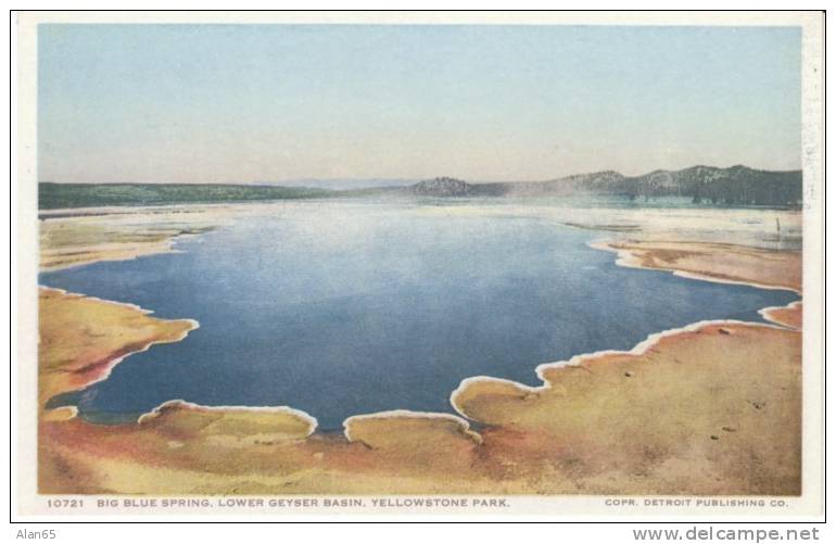 Big Blue Spring Lower Geyser Basin, Yellowstone Park, Detroit Photographic Co. #10721 1910s Vintage Postcard - USA Nationalparks