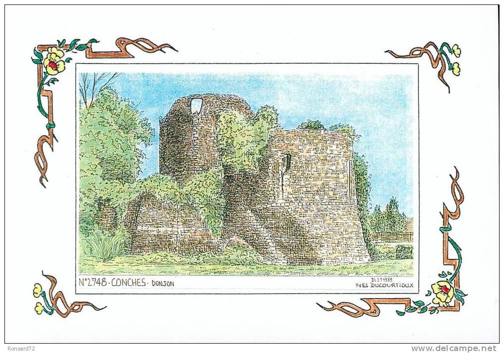 27 CONCHES - Donjon  - Illustration Yves Ducourtioux - Conches-en-Ouche