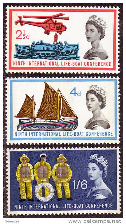 Grande-Bretagne - Y&T  375(A) à 377(A) (SG  639p à 641p) ** (MNH) Phosphor - International Lifeboat Conference - Unused Stamps