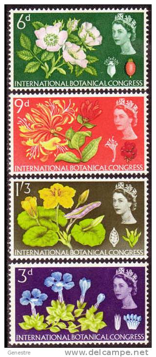Grande-Bretagne - Y&T  391(A) à 394 (A) (SG  655p à 658p) ** (MNH) Phosphor - International Botanical Congress - Nuevos