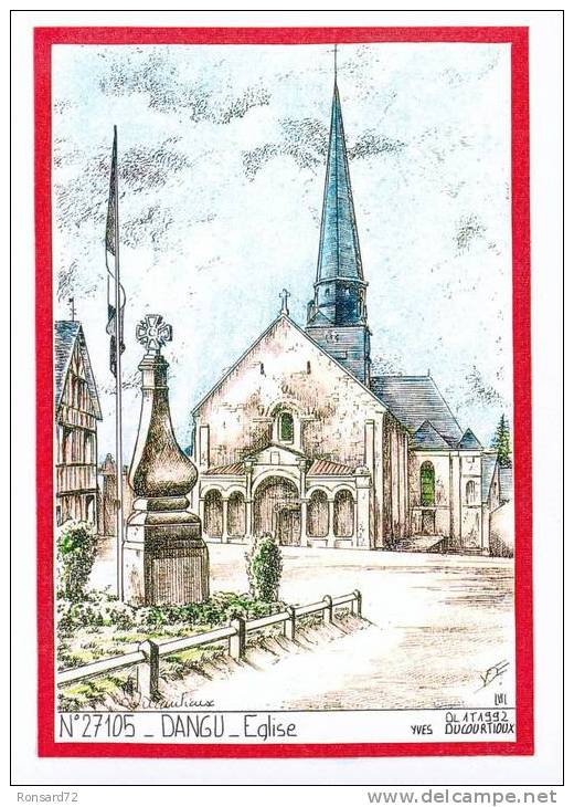 27 DANGU - Eglise  - Illustration Yves Ducourtioux - Dangu