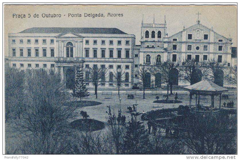 AZORES PORTUGAL Praca 5 De Outubro PONTA DELGADO Park With GAZEBO Circa 1910-20 - Açores