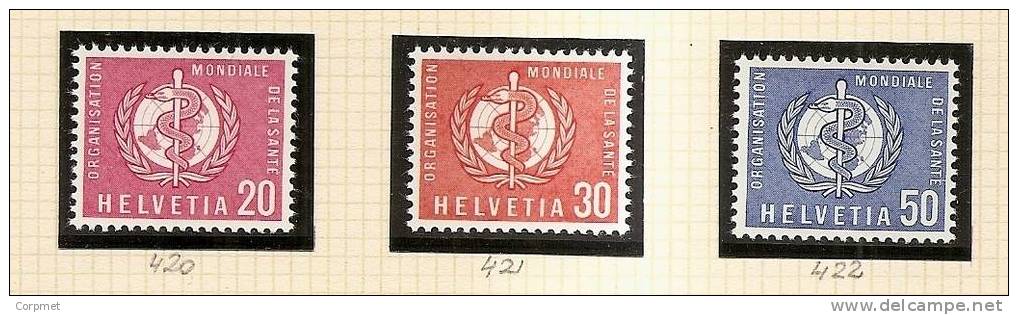 SWITZERLAND - Timbres De SERVICE - Dienstmarken - 1960 - ORG. MONDIALE De La SANTÉ - Yvert # 420/422 - MINT (NH) - Officials