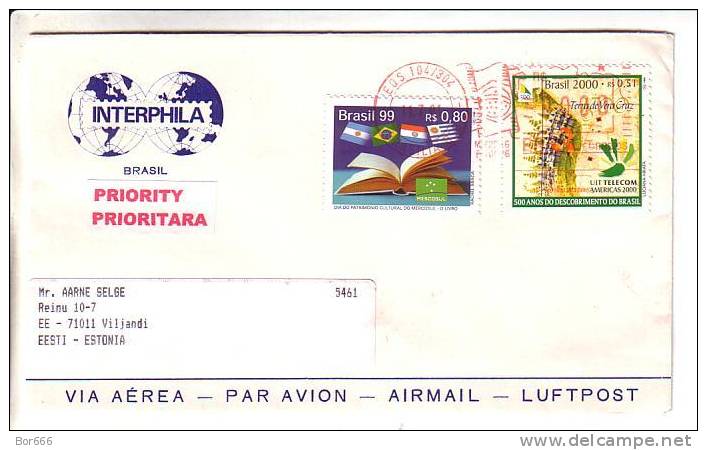 GOOD BRAZIL Postal Cover To ESTONIA 2001 - Good Stamped: Telecom; Mercosul - Storia Postale