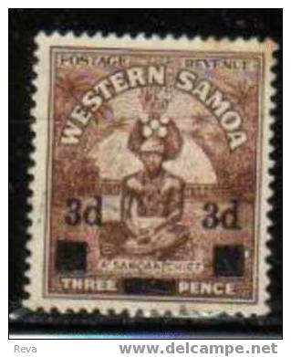 SAMOA 3 P  BROWN O/P  SAMOAN CHIEF    NOT ISSUED W/O SURCHARGE 1940  USED?  SG185  SPECIAL PRICE !! READ DESCRIPTION !! - Samoa
