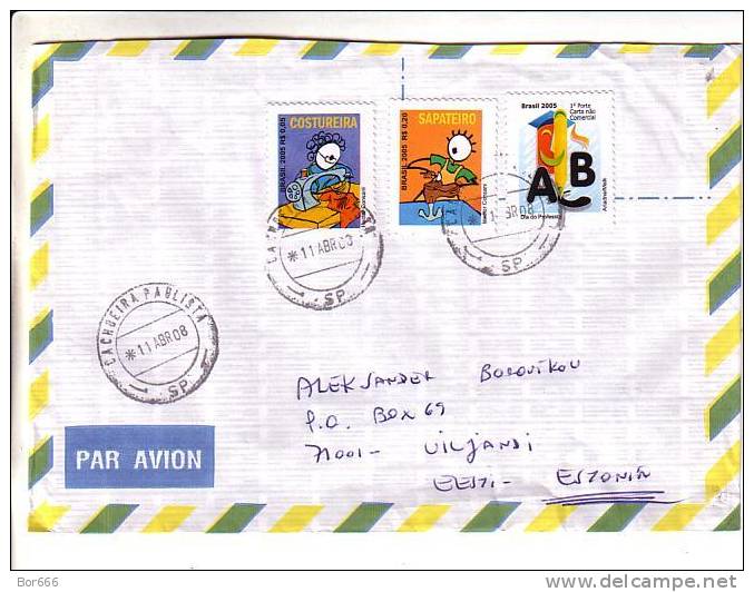 GOOD BRAZIL Postal Cover To ESTONIA 2007 - Good Stamped - Covers & Documents