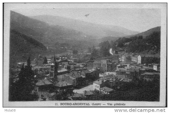 42. BOURG ARGENTAL.   VUE GENERALE. Carte Sepia. - Bourg Argental