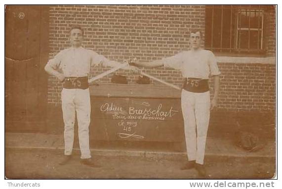 RARE !!!  BRASSCHAAT BRASSCHAET ADIEU POUR DEUX HOMMES DE 1909 45  !! SUPERBE PHOTO AVEC NOM ET EXPLICATION POLYGONE !!! - Brasschaat