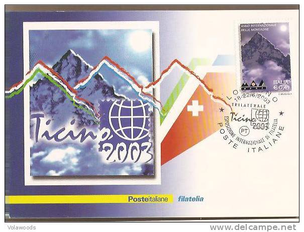 Italia - Cartolina Commemorativa Con Annullo Speciale: Trilaterale Ticino - 2003 - Brieven En Documenten