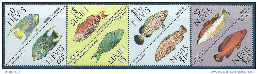 1987 NEVIS 470-77** Serie Complete Poissons - St.Kitts E Nevis ( 1983-...)