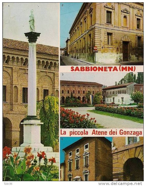 SABBIONETA / LA PICCOLA ATENE DEI GONZAGA /  4 VEDUTE / COLORI VIAGGIATA  1979 / PARTICOLARI - Mantova