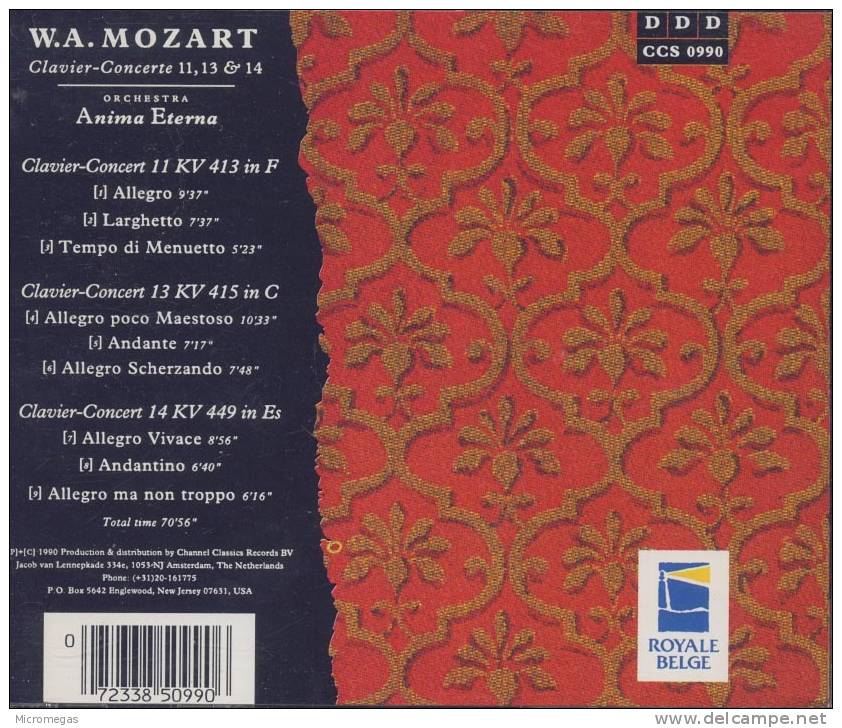 Mozart : Concertos Pour Piano N°11, 13 & 14, Immerseel - Klassik