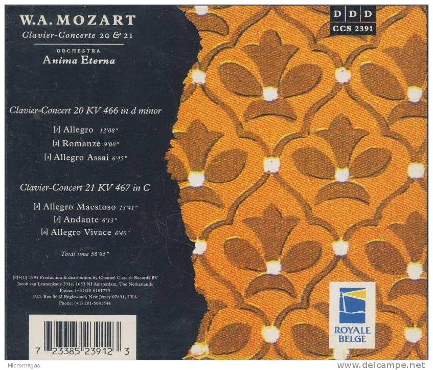 Mozart : Concertos Pour Piano N°20 & 21, Immerseel - Classique