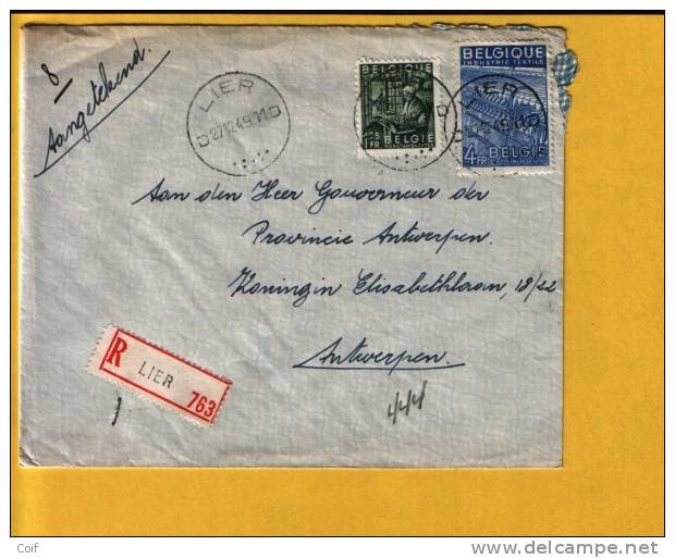 768+771 Op Aangetekende Brief Met Stempel LIER (VK) - 1948 Exportación