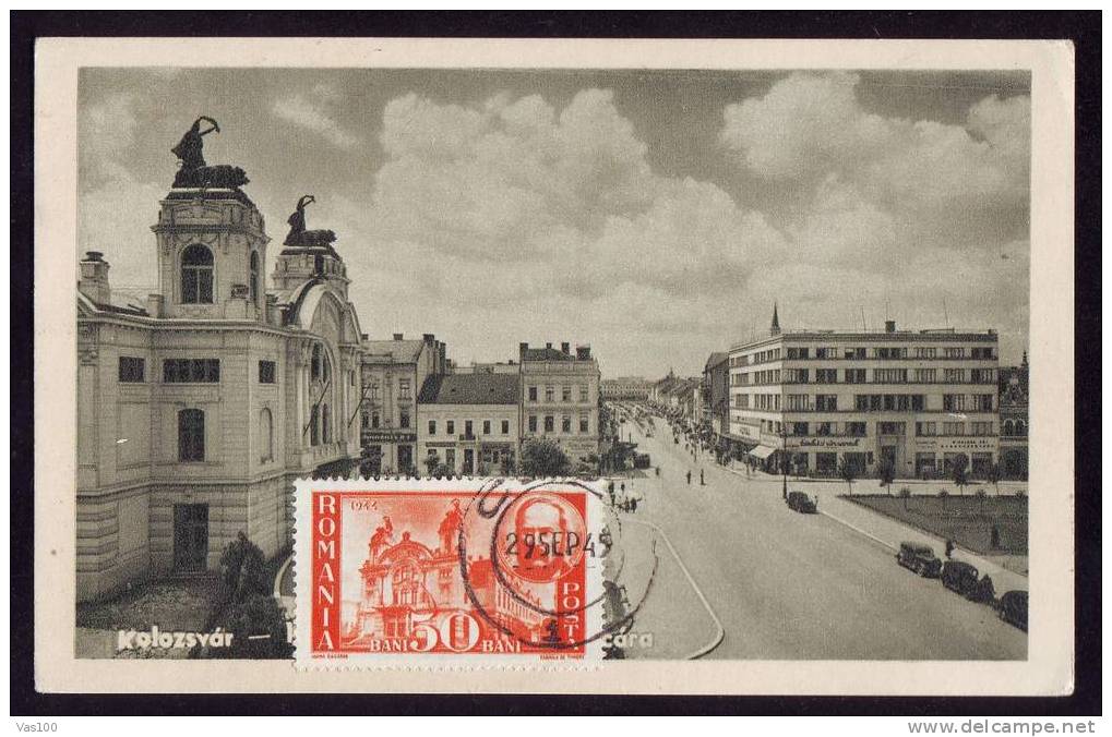 1945 !!   MAXICARD CLUJ-NAPOCA,NATIONAL THEATRE OLD PC VERY RARE!!. - Theater
