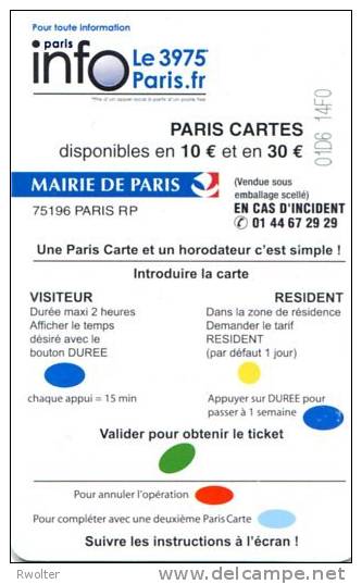 @+ PARKING : PARIS CARTE - HANDICAPES - 10 € - SERIE 01D6 - NOUVELLE PUCE !!! - Parkeerkaarten