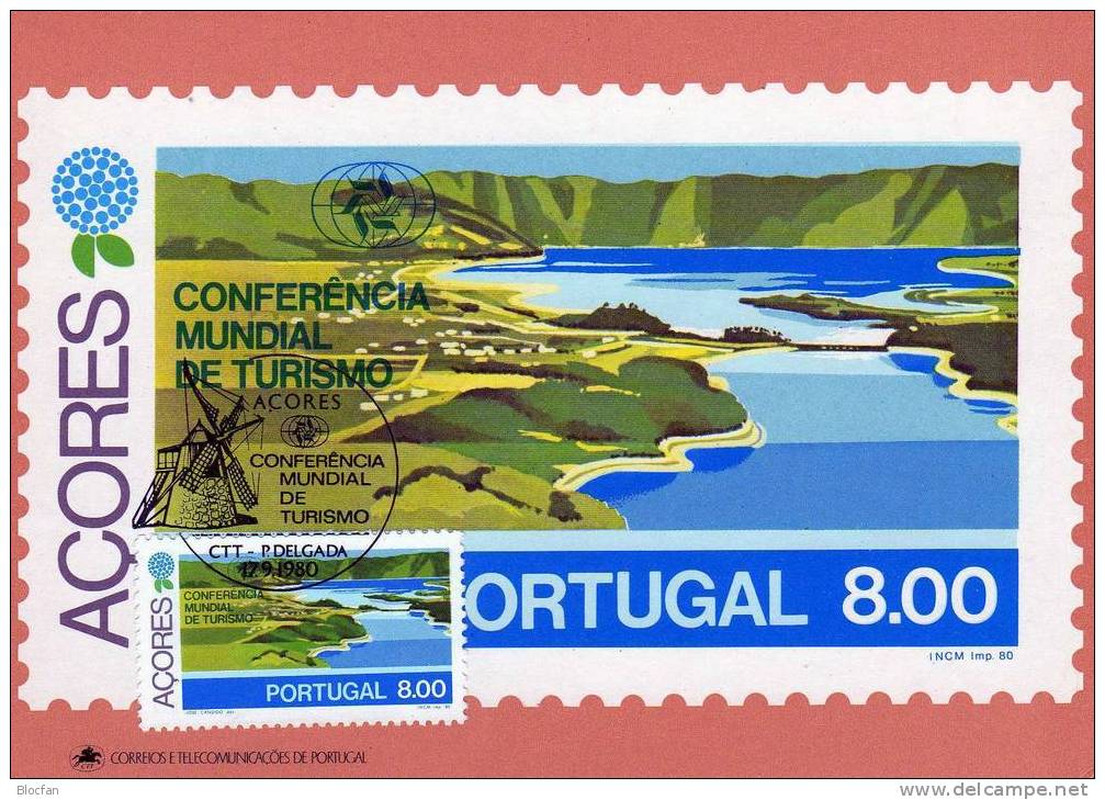 Ferienorte Der Insel 1980 Tourismuskonferenz Portugal Azoren 336/1 Maxi-Card O 12€ Set From Europa - Cartes-maximum (CM)