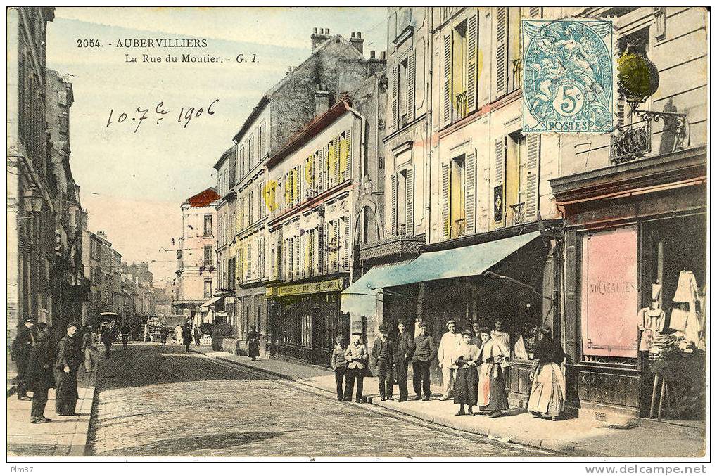 AUBERVILLIERS - La Rue Du Moutier - Belle Animation - Voy. 1906 - Aubervilliers