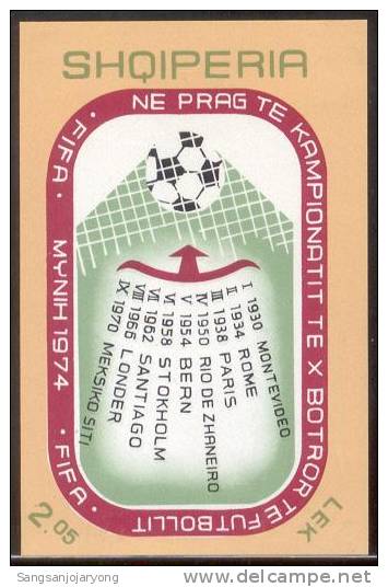 SHEET, Albania Sc1535 74' World Cup, Munich, MH - 1974 – West Germany