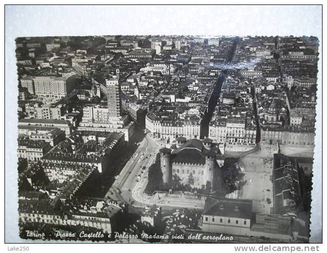 TORINO PIAZZA CASTELLO E PALAZZO MADAMA DALL´AEROPLANO - Mehransichten, Panoramakarten