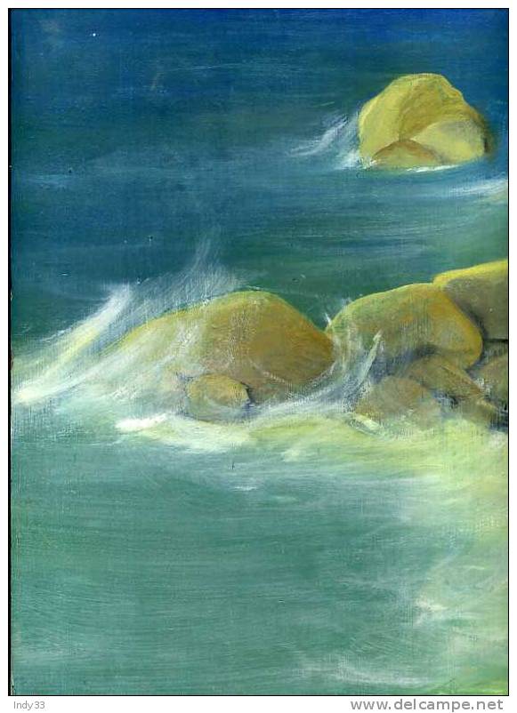 - BORD DE MER AVEC ROCHERS . HUILE SUR CONTRE-PLAQUE . NON SIGNEE - Huiles