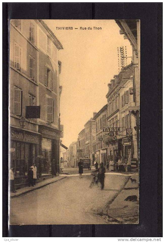 24 THIVIERS Rue Du Thon, Animée, Commerces, Salon Moderne, Tabac, Ed ?, 193? - Thiviers