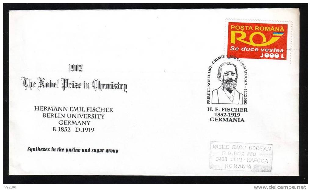 Cover, With The Nobel Prize In Chemistry 1902, Hermann Fischer Germany,postage 2002,mailed. - Chemie