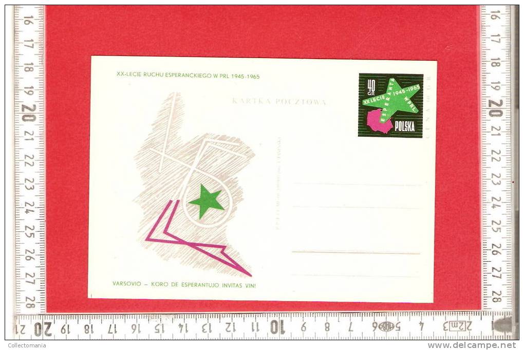 Koro De Esperantujo Invitas Vin  1965 - Karta  - Postwaardestuk ESPERANTO  - Varsovo - - Stamped Stationery