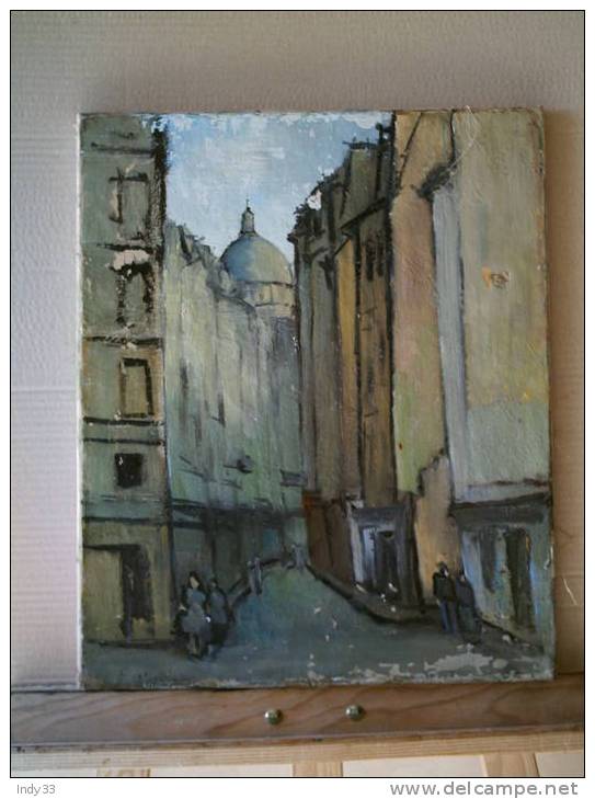 - RUE DE PARIS ?. HUILE SUR TOILE  . NON SIGNEE . ANNOTEE AU DOS A.  GUYOT - Oils